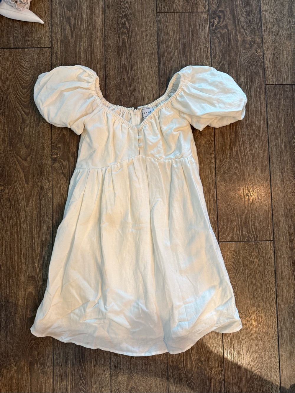 White Puff Sleeve Mini Dress